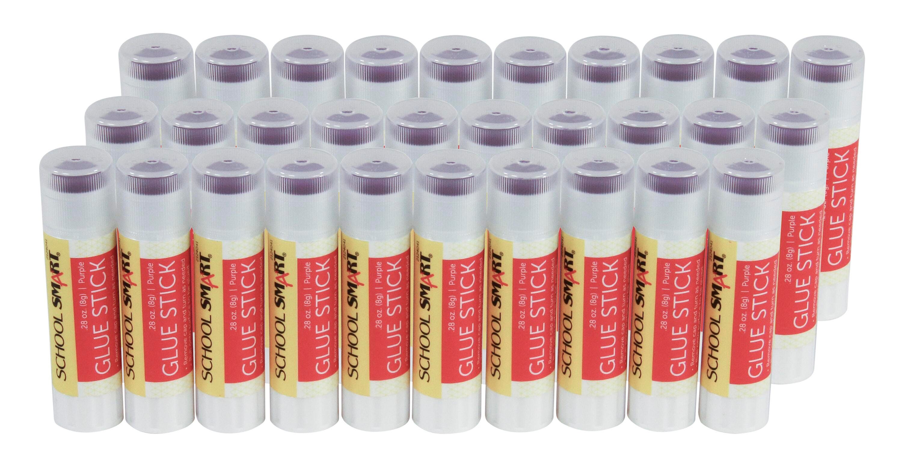 School Smart Glue Sticks, 0.28 Ounces, Purple and Dries Clear, Pack of 30 2124044